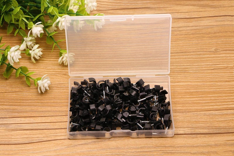 Mini Skater 6mm Nylon Steel Nail in Circle Ethernet Cable Clips Round Electrical Cord Holder Wire Management,Pack of 100 (Black) - Image 4